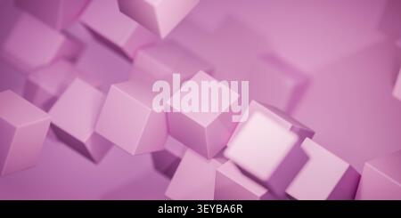 Rendering 3d dello sfondo cubico astratto rosa Foto Stock