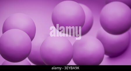 Rendering 3d di sfondo delle sfere viola astratte Foto Stock