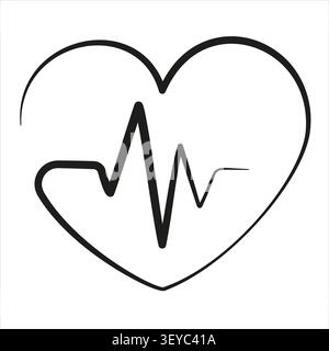 Un contorno cardiaco forte e ben strutturato, disegnato con audaci tratti neri, caratterizzato da un'onda pulsata elettrocardiografica prominente e dinamica centrata all'interno della forma, che trasmette una potente unione di amore e vitalità in un'unica semplice grafica. Il lavoro di linea è pulito, completamente modificabile e costruito da tracciati sbloccati separati, rendendo questo progetto facile da personalizzare in qualsiasi applicazione di modifica vettoriale regolando la larghezza della traccia, il colore o i singoli elementi in modo indipendente. Su sfondo bianco puro, questo simbolo altamente versatile e universalmente riconosciuto è perfetto per cardiologia e assistenza sanitaria cl Illustrazione Vettoriale