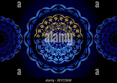 texture mandala blu oro senza cuciture Illustrazione Vettoriale