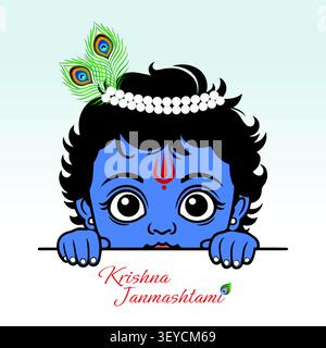 Baby Krishna con grandi occhi e Tilak Illustrazione Vettoriale