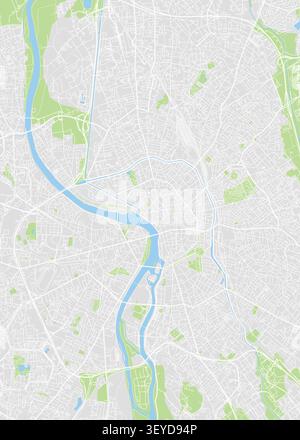 Colore piano dettagliato mappa della città Tolosa, strada mappa stradale città nel sud della Francia, illustrazione vettoriale Illustrazione Vettoriale