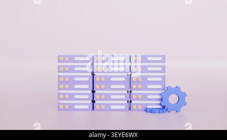 Tecnologia hardware per computer con server di rete, data sharing center e concetto di sicurezza Foto Stock