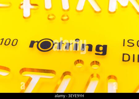 Logo Rotring su guida per stencil di lettere in plastica Foto Stock