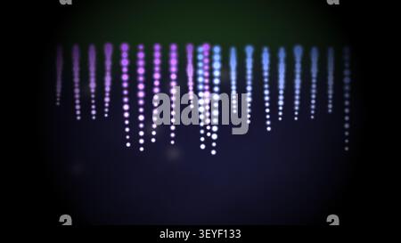Su uno sfondo scuro appaiono chiare linee verticali di luce, creando un effetto visivo semplice e pulito. Questo elemento di design è adatto per variou Foto Stock