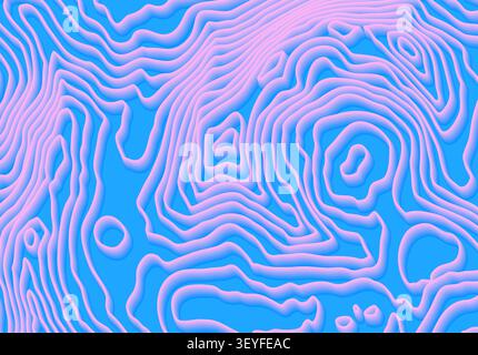Motivo topografico abstract rosso e blu con struttura a labirinto ondulato organico Illustrazione Vettoriale