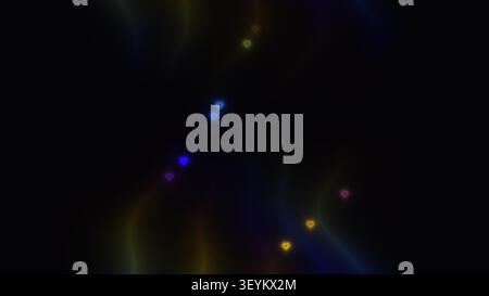 Luci luminose in vari colori brillano su uno sfondo scuro. I colori creano un senso di profondità e movimento pur rimanendo fermi. Potrebbe esserlo Foto Stock
