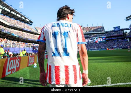 Philadelphia, United States. 04th July, 2026. Mauricio player of Paraguay during the Round of 16 match between Paraguay and France at the FIFA World Cup, at Philadelphia Stadium, in Philadelphia, United States, on Saturday, July 04, 2026.(Foto: William Volcov/Brazil Photo Press/Alamy) Sports Credit: Brazil Photo Press/Alamy Live News Foto Stock