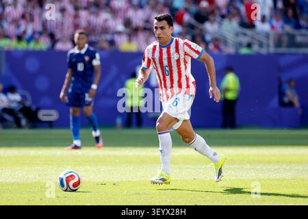 Philadelphia, Etats Unis. 04th July, 2026. Junior Alonso #6 of Paraguay during the FIFA World Cup 2026, Round of 16 football match between Paraguay and France on July 4, 2026 at Philadelphia Stadium - Lincoln Financial Field in Philadelphia, Pennsylvania, United States - Photo Jean Catuffe/DPPI Credit: DPPI Media/Alamy Live News Foto Stock