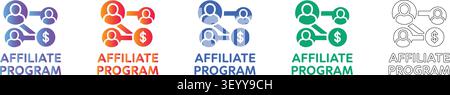 Icone di connessione al programma affiliati per sistemi di riferimento vol 24763 Illustrazione Vettoriale