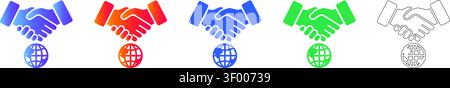 Icone Handshake Global Partnership vol 28465 Illustrazione Vettoriale