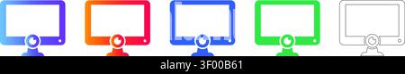 Set icone computer Webcam Video Conference vol 29124 Illustrazione Vettoriale