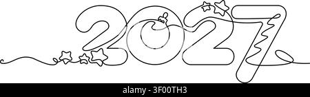 2027 anno nuovo, data scritta a mano. Concept di design per il saluto di Natale o Capodanno Illustrazione Vettoriale