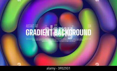 Sfondo a gradiente astratto con un motivo a onda centrica a spirale ovale, modello di copertina in stile minimalista con una vivace figura geometrica e sfondo Illustrazione Vettoriale
