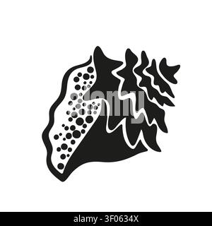 Arte vettoriale di ammonite fossile della conchiglia di mare preistorica, illustrazione dettagliata dei molluschi marini estinti su sfondo bianco Illustrazione Vettoriale