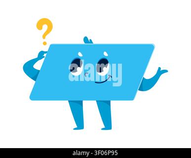 Carattere cartoni animati a forma di parallelogramma blu Illustrazione Vettoriale