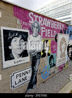 Mural dei Beatles Liverpool - Quartiere Arena Foto Stock