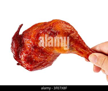 Cosce di pollo intere glassate stile Orleans, quarti di pollame arrostiti al BBQ, marinata al miele Foto Stock