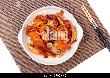 Cosce di pollo intere glassate stile Orleans, quarti di pollame arrostiti al BBQ, marinata al miele Foto Stock