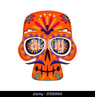 Teschio messicano di zucchero calavera, dia De Los Muertos Illustrazione Vettoriale