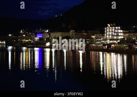 Cochem in una notte d'estate Foto Stock