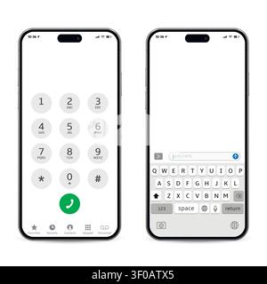 Schermo dello smartphone con tastiera e tastiera virtuale. Illustrazione vettoriale. Illustrazione Vettoriale