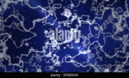 Una miscela di motivi blu e bianchi che creano un aspetto astratto e texture. Il design presenta forme vorticose che offrono interesse visivo. Foto Stock