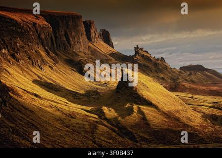 The Quiraing, un grande frana sull'isola di Skye in Scozia Foto Stock