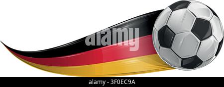 Pallone da calcio con i colori della Germania, effetto realistico. Illustrazione vettoriale Illustrazione Vettoriale