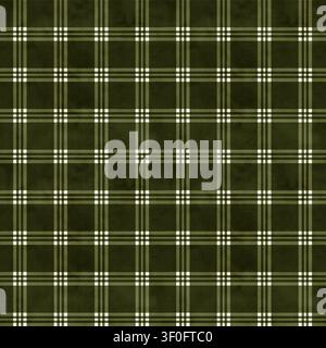 Gabbia verde con motivo senza cuciture. Consistenza del tartan con strisce. Stampa geometrica in tonalità naturali per collezioni primaverili ed eco-style. Acquerello Ill Foto Stock