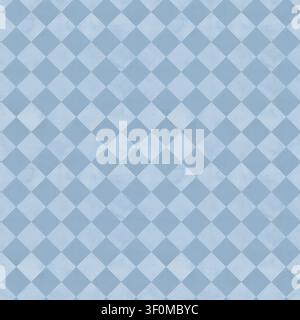 Modello a diamanti senza cuciture in acquerello. Gabbia blu su sfondo con texture morbida. Per design di tessuti, carta da parati, imballaggi e decorazioni per bambini Foto Stock