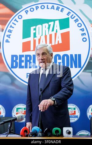 Roma, Italia. 09 luglio 2026. Il segretario di Forza Italia Antonio Tajani durante la presentazione della campagna per le adesioni 2026, Roma, Giovedì 9 Luglio 2026 (Foto Roberto Monaldo/LaPresse) Segretario del partito Forza Italia Antonio Tajani durante la presentazione della campagna di adesioni 2026, Roma, Giovedì 9 Luglio 2026 (Foto di Roberto Monaldo/LaPresse) Credit: LaPresse/Alamy Live News Foto Stock