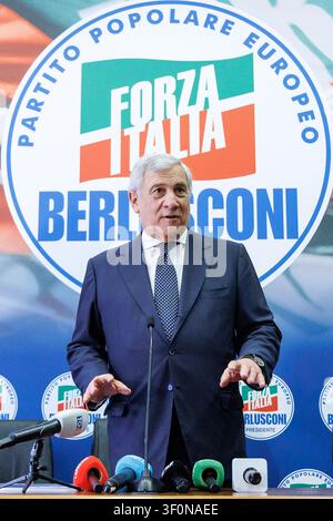 Roma, Italia. 09 luglio 2026. Il segretario di Forza Italia Antonio Tajani durante la presentazione della campagna per le adesioni 2026, Roma, Giovedì 9 Luglio 2026 (Foto Roberto Monaldo/LaPresse) Segretario del partito Forza Italia Antonio Tajani durante la presentazione della campagna di adesioni 2026, Roma, Giovedì 9 Luglio 2026 (Foto di Roberto Monaldo/LaPresse) Credit: LaPresse/Alamy Live News Foto Stock