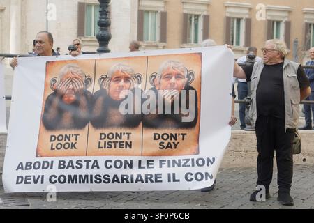Roma, Italia. 09 luglio 2026. Protesta delle associazioni per la giustizia sportiva - Giovedì 9 Luglio 2026 - Roma-Italia -(foto di Cecilia Fabiano/ Credit: LaPresse/Alamy Live News Foto Stock