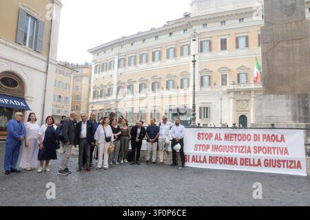 Roma, Italia. 09 luglio 2026. Protesta delle associazioni per la giustizia sportiva - Giovedì 9 Luglio 2026 - Roma-Italia -(foto di Cecilia Fabiano/ Credit: LaPresse/Alamy Live News Foto Stock