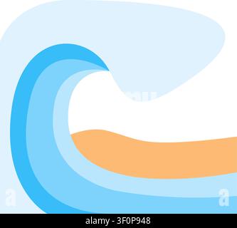 Icona di onda oceanica, acqua, mare, spiaggia, natura, nautico, costiero Illustrazione Vettoriale