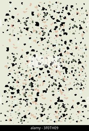 Moderno motivo terrazzo senza giunzioni con toni terra neutri e schegge di pietra sparse, ideale per carte da parati, branding, packaging, tessuti e in Illustrazione Vettoriale