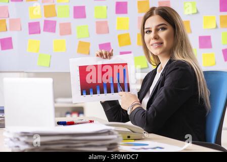 Giovani belle businesslady in conflitto di priorità concept Foto Stock