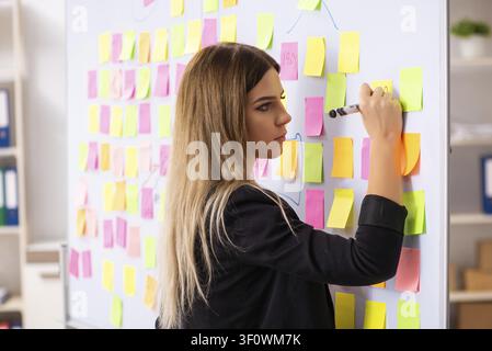 Giovani belle businesslady in conflitto di priorità concept Foto Stock