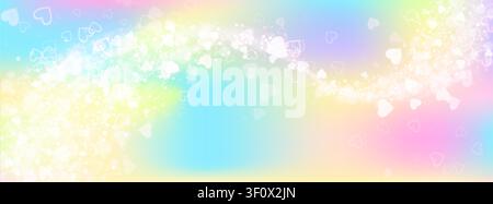 Sfondo unicorno arcobaleno con glitter olografico e stelle per un design estetico Y2K Illustrazione Vettoriale