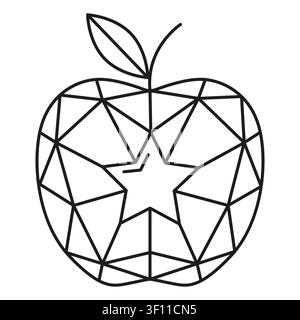 Il dessert alla mela presenta un'illustrazione vettoriale lineare. Migliora i progetti alimentari geometrici astratti. Illustrazione Vettoriale