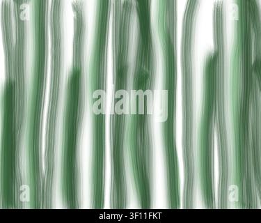 Modello di sfondo digitale con strisce verticali fluenti in tonalità verde ombre, che passano dal verde foresta scuro al verde salvia chiaro, con una texture lineare fine. Foto Stock
