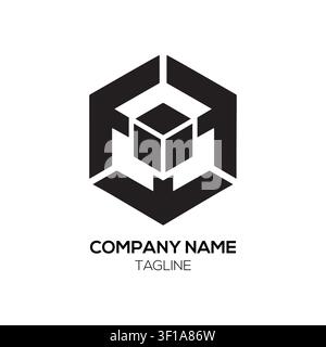 Il logo Crypto Cube presenta una solida struttura cubica astratta che simboleggia stabilità e crescita all'interno del mercato delle criptovalute digitali. Illustrazione Vettoriale