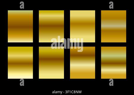 Set di campioni sfumati oro metallizzato premium per design di lusso Illustrazione Vettoriale