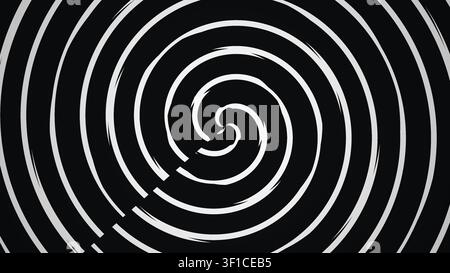 Questo design presenta uno schema a spirale bianco e nero che crea un effetto visivo sorprendente. È adatto a vari usi, inclusi gli sfondi an Foto Stock