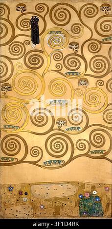 Gustav Klimt – Albero della Vita (Fregio Stoclet - Sezione sinistra) / Albero della Vita (Fregio Stoclet), 1905-1909 Fase dorata Art Nouveau Tecnica mista su carta Foto Stock