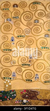 Gustav Klimt – Albero della vita (Fregio Stoclet - Sezione centrale) / Albero della vita (Fregio Stoclet), 1905-1909 Fase dorata Art Nouveau Tecnica mista su carta Foto Stock