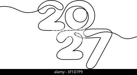 2027 anno nuovo, data scritta a mano. Concept di design per il saluto di Natale o Capodanno Illustrazione Vettoriale