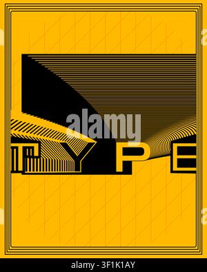 Poster in stile art déco astratto giallo nero geometria decorativa motivo a linee nette stampa artistica per boutique di moda all'avanguardia Illustrazione Vettoriale