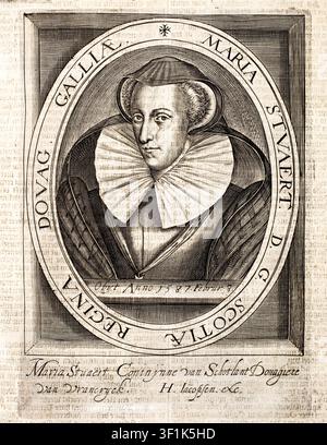 Mary, Regina di Scozia (1542-1587), Regina di Scozia 1542-1567, incisione di ritratto di H Jacobsen, 1614 Foto Stock